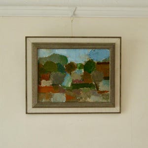 Original Mid Century Oil on Panel – “Abstract Composition” by Kaj Nilsson – Framed, 39.5 x 32 cm (15.6 x 12.6 in)