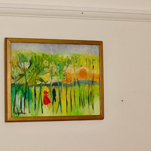 Original Swedish Oil On board Painting &quot;Summer by the River&quot; --Vintage & Framed