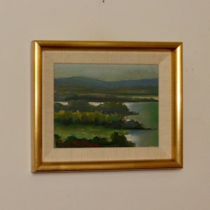 Original Swedish Mid-Century Oil On board Painting &quot; Landscape &quot; by Lars Boëthius --Vintage & Framed