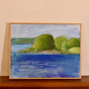 Mid-Century Original Swedish Oil on Canvas &quot;Coast &quot; Vintage & Framed
