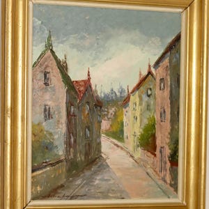 Mid-Century Original schwedisches Ölgemälde &quot;&quot;PINK CITY&quot;&quot; von Carl Stenshammar - Vintage & gerahmt.&quot;