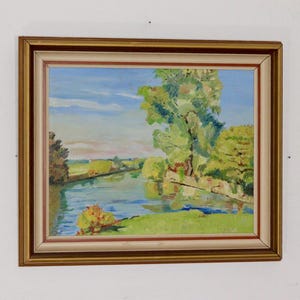 スウェーデンのモダニズム絵画「湖」、GÖSTA EMMING（1903-1989