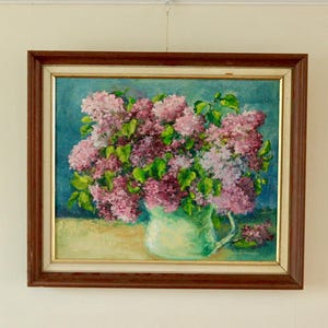 Mid-Century Original Swedish Oil on Canvas &quot;Floral Arrangement &quot; by LYYLI SAINIO Vintage & Framed