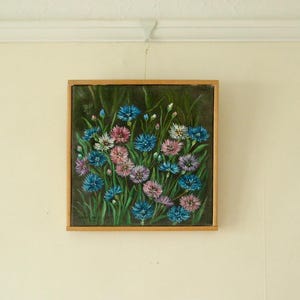 Origineel Zweeds olieverfschilderij: bloemen van Gustav Gunnarsson, vintage en ingelijst | 29,5 × 29,5 cm / 11,6 × 11,6 inch