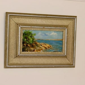 Original 1950&#39;s Swedish Mid-Century Oil On board Painting &quot;Coastline&quot; by Acke Hermann --Vintage & Framed