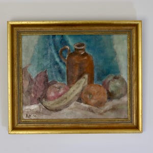 Original Swedish Mid-Century Oil on Panel &quot;Still Life &quot; by Ruth Nilson - Vintage & Framed