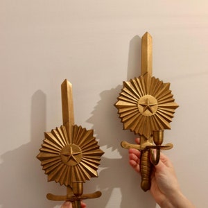 Vintage Bronze Sconces &quot;Knife In North Star&quot;