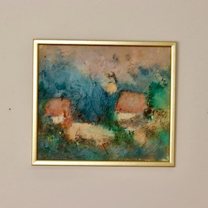 Original Swedish Mid-Century Oil On Board Painting &quot; House&quot; by Paul K. Jörgensen --Vintage & Framed