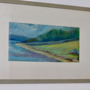 Original Swedish Mid-Century Oil On board Painting&quot; Coastal Landscape &quot;--Vintage & Framed