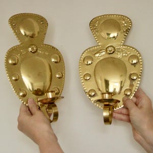 Pair of Mid Century Swedish Brass Sconces by S. Fong