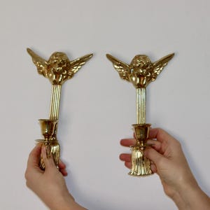 Pair of Vintage Brass Wall Candlesticks