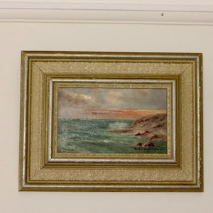 1950&#39;s Original Swedish Mid-Century Oil On board Painting &quot;Seascape Serenity&quot; by Acke Hermann--Vintage & Framed