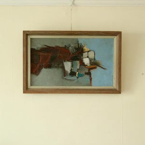 Original Swedish Mid Century Oil on Canvas –  &quot;Abstract&quot; by Roger Barr – Vintage & Framed | 48 x 30 cm(19x12 in)(update price)