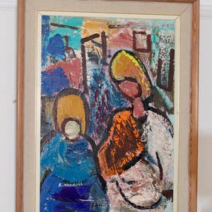 &quot;Großes Mid-Century Original schwedisches Öl auf Leinwand &quot;&quot;Kinder&quot;&quot; von GÖSTA FALCK - Vintage & gerahmt.&quot;