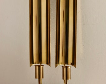Pair of Swedish Brass sconces by Pierre Forsell for Skultuna &quot; Reflex&quot;