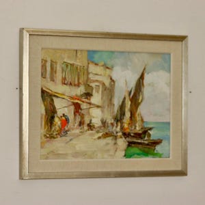 Mid-Century Original aus Schweden, Öl auf Leinwand &quot;&quot;Sailing&quot;&quot; von Knut Norman - Vintage & gerahmt.&quot;