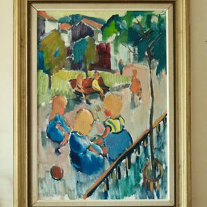 Original Mid-Century Oil on Canvas – “Park View” by Nils Severin – Framed | 81 x 60 cm (31.9 x 23.6 in)