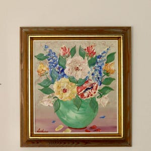 Original Swedish Mid-Century Oil On Board Painting &quot; Still Life &quot; by Gustav Adolf Lysholm --Vintage & Framed