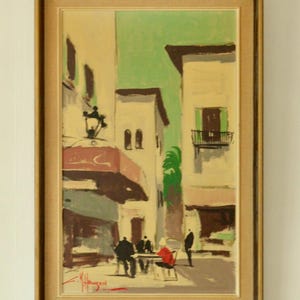 Original Danish Oil on Panel Painting &quot;City Street&quot; by Carlo Knud Hansen | Vintage & Framed – 41.5 × 60.5 cm | 16.3 × 23.8 in