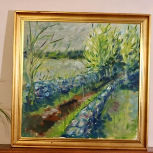 Original Swedish Mid Century Oil on Canvas &quot;Path&quot; - Vintage & Framed