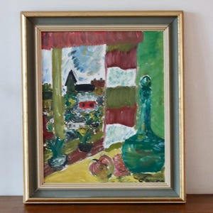 Mid-Century Original Swedish Oil on Panel &quot;Still Life by the Window&quot; by Sven Blomberg Vintage & Framed