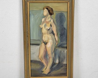 Original Mid Century Swedish Oil on Panel – “Woman” by GUNNAR JONSSON – Vitnage & Framed – 53 × 31 cm (20.9" × 12.2")