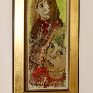 Original Swedish Mid-Century Oil On Canvas Painting &quot;Two Children&quot; by Bertil Wahlgren --Vintage & Framed