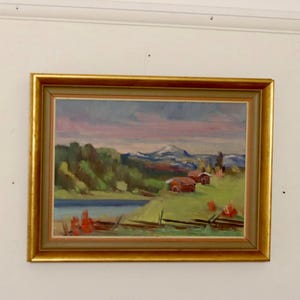 &quot;Stylishes Ölgemälde &quot;&quot;Bergszene&quot;&quot; aus Schweden - Sturen - Vintage & gerahmt.&quot;