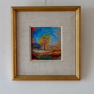 Middeleeuwse originele Zweedse olieverf op paneel "The Ruin" – OSCAR JOHANSSON – vintage en ingelijst, 33 x 31 cm/12,9 x 12,2 in