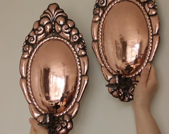 Pair of Vintage Swedish Copper Wall Sconces