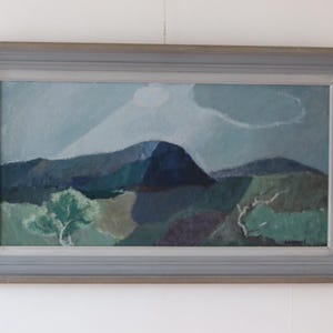 Mid-Century Original Swedish Oil on Panel &quot;Västerbotten &quot; by Helge Holmlund - Vintage & Framed, 19.3 x 32.7 inches