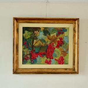 Original 1942 Oil on Canvas – “Currant II” by Kristian Lundstedt – Signed, Framed, 48 x 55 cm