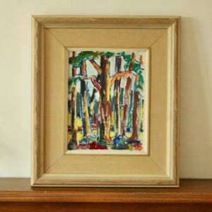 Original schwedisches Mid-Century Öl auf Leinwand – „Wald“ von Wilhelm Henning – Vintage & gerahmt | 39 x 34cm