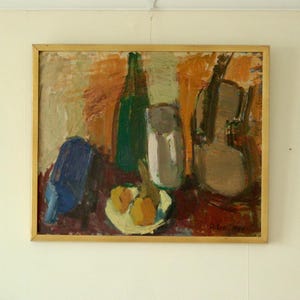 Original Swedish Oil on Panel Painting – Signed “O. Ln”, 1950 – Vintage & Framed, 57 x 48 cm (22.4 x 18.9 in)