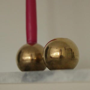 Pair of Mid-Century Swedish Brass Candle Holders