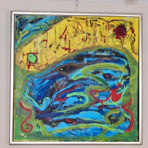 Original schwedisches Ölgemälde &quot;&quot; Abstrakte Kunst &quot;&quot; --Vintage & gerahmt.&quot;