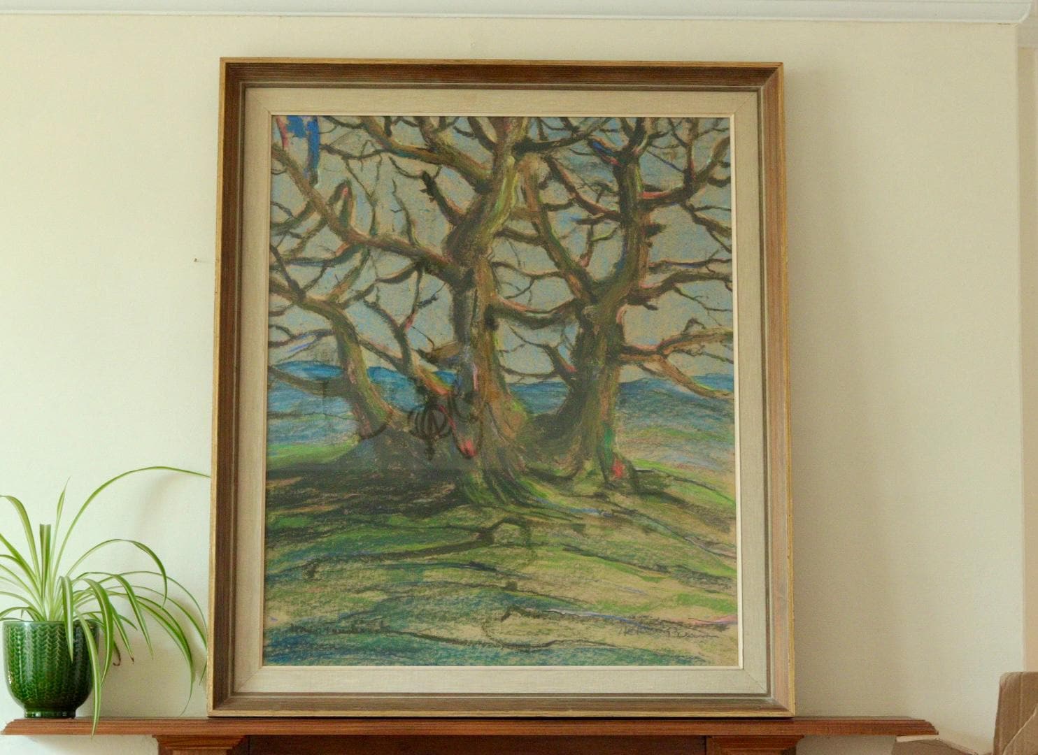 Original Mid Century Mixed Media on Pasted Paper – “alte Baum