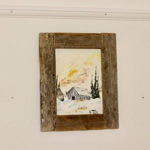 Original Swedish Mid-Century Oil On Canvas Painting&quot; Winter Landscape &quot; by Anselmo--Vintage & Framed