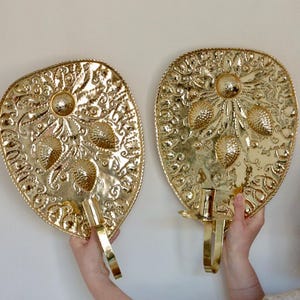 Large Pair Of Mid Century Swedish Brass Sconces