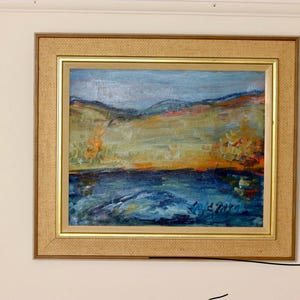 Original Mid-Century Oil On Canvas Painting&quot; Landscape &quot; --Vintage & Framed