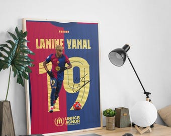 Lamine Yamal Jersey Wall Art, FC Barcelona Poster, Printable Football Player, Star Poster, Digital Prints, Soccer Wall Art Gift