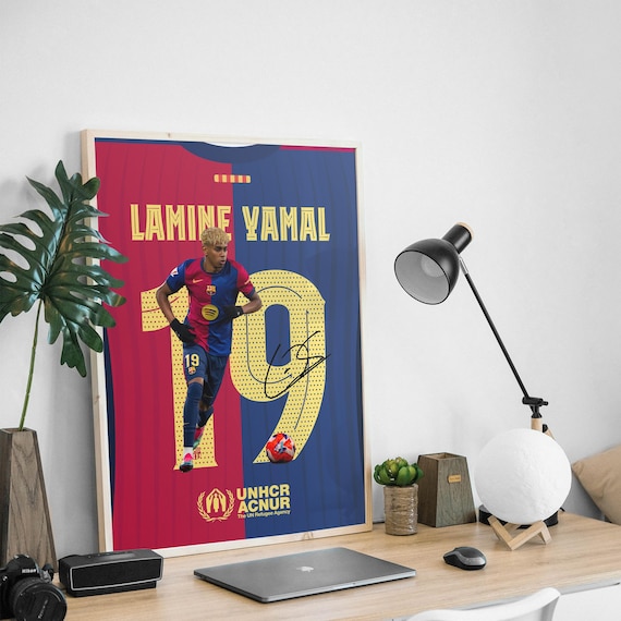 Lamine Yamal Jersey Wall Art, FC Barcelona Poster, Printable Football Player, Star Poster, Digital Prints, Soccer Wall Art Gift