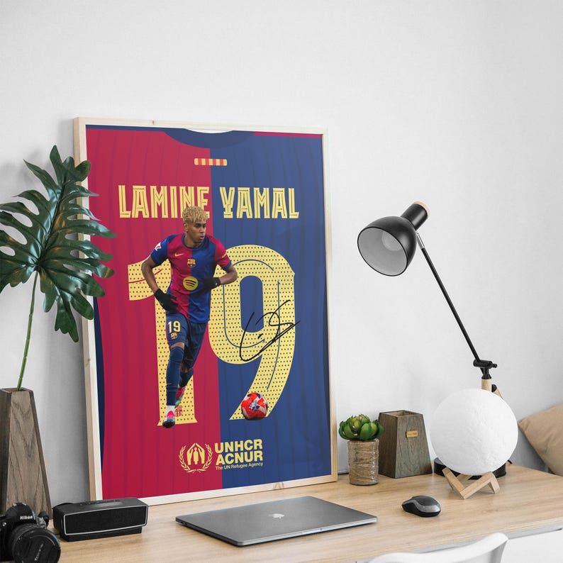 Lamine Yamal Jersey Wall Art, FC Barcelona Poster, Printable Football Player, Star Poster, Jersey Back, Digital Prints, Soccer Wall Art Gift