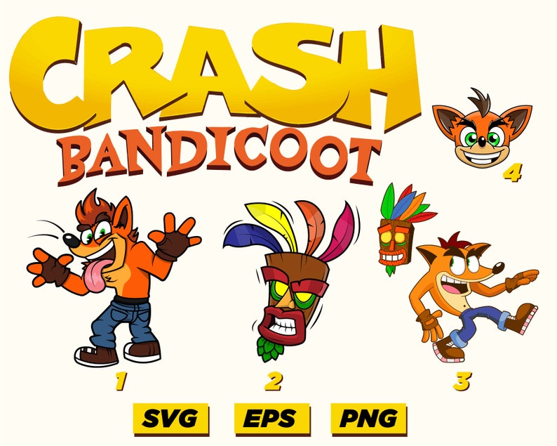 Crash Bandicoot SVG Bundle Cut Files Cricut Silhouette Etsy