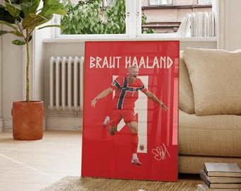 Erling Haaland Poster , Haaland wall Art, Norway Poster Print, Football printable, Soccer printable, Soccer Fan Gift 26-27