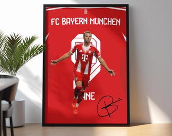 Harry Kane Poster, FC Bayern Munich Wall art, Bayern Munchen Print, Gift for collegue, Football Wall Art, Sports Poster, Soccer Home Decor