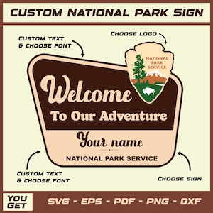 NPS Inspired, Custom National Park Sign | Personalized Camp Wedding, Nature Hiking Lover, Anniversary, RV Camping, Welcome to our adventure