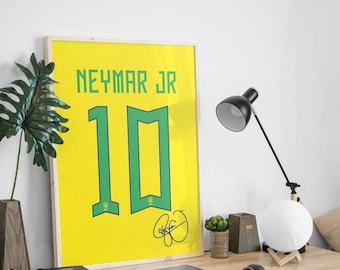 Neymar Jr Wall Art, Printable Football Player Star Poster, Digital Prints, Soccer Wall Art Gift, JPEG