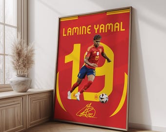 Lamine Yamal Wall Art, Printable Football Player Star Poster, Jersey Back, Digital Prints, Soccer Wall Art Gift, JPEG