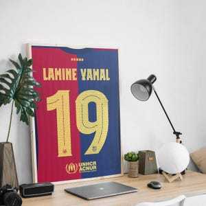 Lamine Yamal FC Barcelona Jersey Poster, Barcelona Print Art, Barcelona wall art,Name, Gift for Him ,Digital Download
